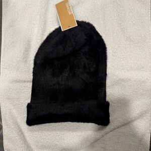 Michael Kors Luxe Black Faux Fur Hat, Minimalist Chic Quiet Luxury